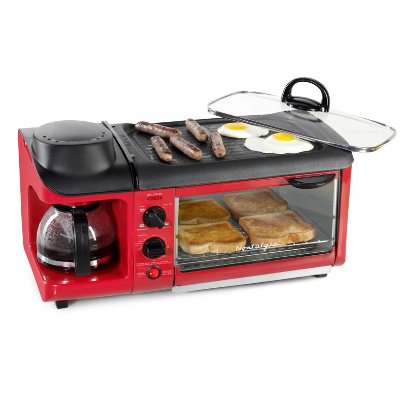 nostalgia coffee pot griddle toaster oven combo